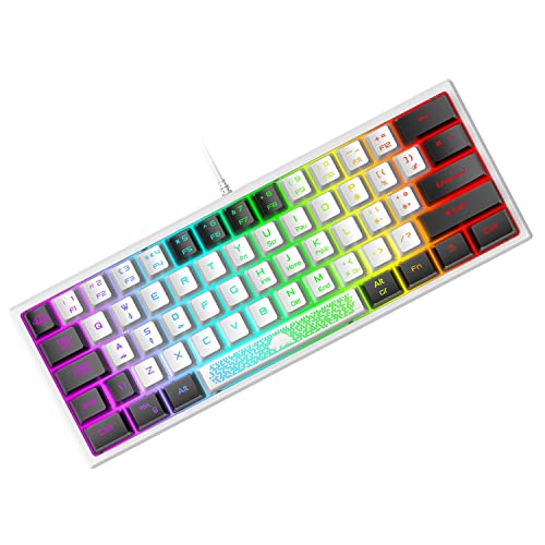 Mini 60% Gaming-Tastatur, Membran Game Keyboard mit Halbmechanisch Tasten, Optical RGB-Chroma-Backlit Kompakt 62 Tasten Double Color Keycap, QWERTY Layout für PC Laptop Mac Computer-White & Black Mini 60% Gaming-Tastatur, Membran Game Keyboard mit Halbmechanisch Tasten, Optical RGB-Chroma-Backlit Kompakt 62 Tasten Double Color Keycap, QWERTY Layout für PC Laptop Mac Computer-White & Black von ZIYOU LANG