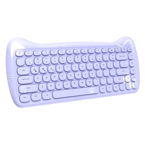 ZIYOU LANG 3060i Wireless Cute Computer Tastatur, Lovely Cat Retro Silent Slim Bluetooth Tastatur,Retro Schreibmaschine Runde Matte Textur Keycap, Kompakte 84-Tasten, QWERTY für PC Laptop Mac-Violett ZIYOU LANG 3060i Wireless Cute Computer Tastatur, Lovely Cat Retro Silent Slim Bluetooth Tastatur,Retro Schreibmaschine Runde Matte Textur Keycap, Kompakte 84-Tasten, QWERTY für PC Laptop Mac-Violett von ZIYOU LANG