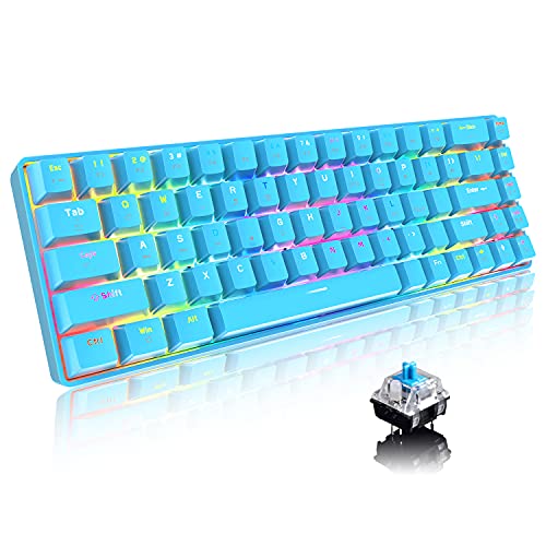 ZIYOU LANG 60% Mechanische Gaming-Tastatur Typ C Kabelgebunden 68 Tasten USB-Tastatur mit LED-Hintergrundbeleuchtung 18 Chroma-RGB-Hintergrundbeleuchtung Vollständige (Blau/Blau-Schalter) von ZIYOU LANG