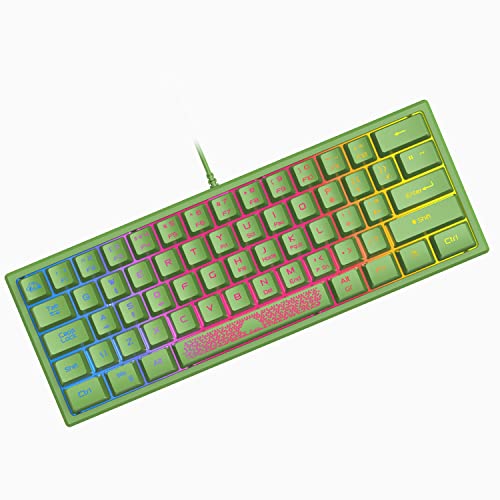ZIYOU LANG Mini 60% Gaming-Tastatur, Membran Game Keyboard mit Halbmechanisch Tasten, Kompakt 62 Tasten, Optical RGB-Chroma-Hintergrundbeleuchtung, QWERTY Layout für PC Laptop Mac Computer-Grün ZIYOU LANG Mini 60% Gaming-Tastatur, Membran Game Keyboard mit Halbmechanisch Tasten, Kompakt 62 Tasten, Optical RGB-Chroma-Hintergrundbeleuchtung, QWERTY Layout für PC Laptop Mac Computer-Grün von ZIYOU LANG