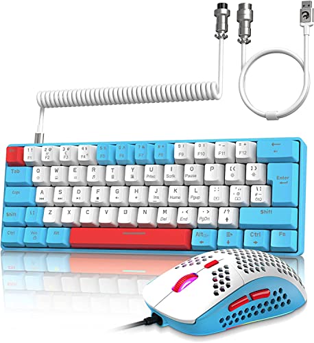 ZIYOU LANG Wired Gaming-Tastatur und Maus Combo mit Spiral USB-C Kabel T60 Pro - Kompakt 60% UK Layout(QWERTY) Mechanische Tastatur Linear Red Switch, 6400DPI Ultra-Light RGB Mäuse für PC/Mac - Blau ZIYOU LANG Wired Gaming-Tastatur und Maus Combo mit Spiral USB-C Kabel T60 Pro - Kompakt 60% UK Layout(QWERTY) Mechanische Tastatur Linear Red Switch, 6400DPI Ultra-Light RGB Mäuse für PC/Mac - Blau von ZIYOU LANG