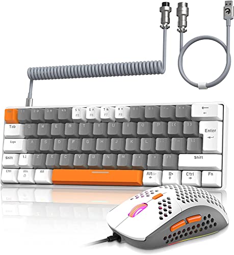 ZIYOU LANG Wired Gaming-Tastatur und Maus Combo mit Spiral USB-C Kabel T60 Pro - Kompakt 60% UK Layout(QWERTY) Mechanische Tastatur Linear Red Switch, 6400DPI Ultra-Light RGB Mäuse für PC/Mac - Biene ZIYOU LANG Wired Gaming-Tastatur und Maus Combo mit Spiral USB-C Kabel T60 Pro - Kompakt 60% UK Layout(QWERTY) Mechanische Tastatur Linear Red Switch, 6400DPI Ultra-Light RGB Mäuse für PC/Mac - Biene von ZIYOU LANG