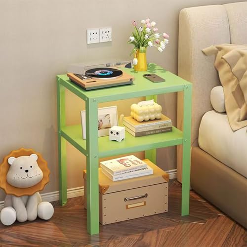 ZIYOUGOU Sofa-Kantentisch, schwarzes Eisengestell mit Bambusplatte, Eckschrank, 38,1 x 25,4 x 50,8 cm, längliche Form (Gelbgrün) von ZIYOUGOU