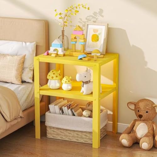 ZIYOUGOU Sofabandtisch, Eisen-Nachttisch, Wohnzimmer-Sofa-Randschrank, kleiner Couchtisch, Aufbewahrungsregal, Ecktisch (gelb) von ZIYOUGOU