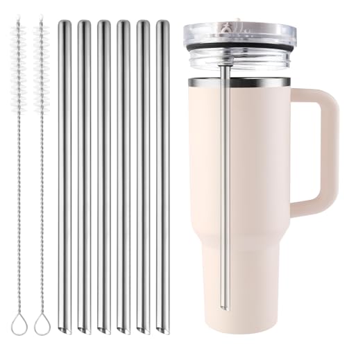 Metall-Trinkhalme, Ersatz für Stanley Pro Tour Flip-Becher, 1,2 l, wiederverwendbare Edelstahl-Trinkhalme, kompatibel mit Stanley Cup-Zubehör, mit 2 Strohhalm-Reinigern, 6 Stück von ZIZAISM
