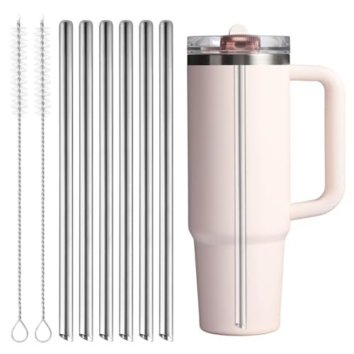 Metall-Trinkhalme, Ersatz für Stanley Pro Tour Flip-Becher, 850 ml, wiederverwendbare Edelstahl-Trinkhalme, kompatibel mit Stanley-Becherzubehör, mit 2 Strohhalm-Reinigern, 6 Stück von ZIZAISM