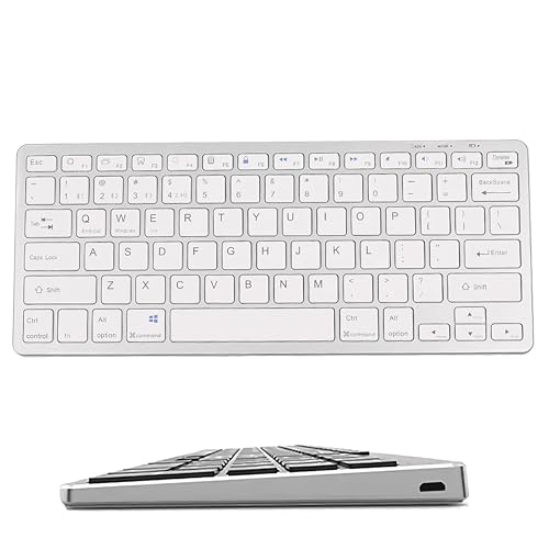 ZIZIS Kabellose spanische Bluetooth-Tastatur, kompatibel mit iOS, Android und Windows, für iPad, iPhone, Samsung, Huawei, Lenovo, Tablets und andere Geräte, Metallic-Grau von ZIZIS