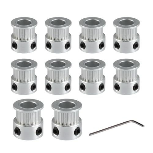 Super Print GT2 Riemenscheibe GT2 Pulley 20 Zähne 20 Teeth 8mm Bohrung Breite 6mm Aluminium 20T Pulley Rad für 6mm Breite GT2 Zahnriemen für 3D-Drucker, CNC. (10Stück) von ZIZISHU