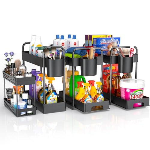 ZIZOTI 2 Stück Unterspüle-Organizer – stapelbare 2-stöckige Badezimmer-Organizer unter dem Waschbecken, Organizer und Aufbewahrung, Mehrzweck-Unterspüle, Küche, Bad, Regal, Körbe, schwarz ZIZOTI 2 Stück Unterspüle-Organizer – stapelbare 2-stöckige Badezimmer-Organizer unter dem Waschbecken, Organizer und Aufbewahrung, Mehrzweck-Unterspüle, Küche, Bad, Regal, Körbe, schwarz von ZIZOTI