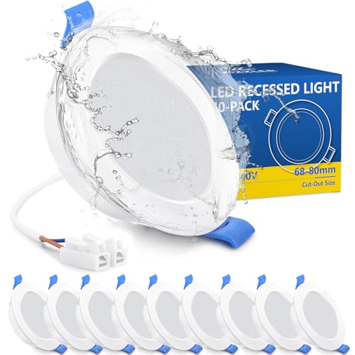 ZIZZLER LED Einbaustrahler 230V Flach, 68-80mm Lochmaß Deckenspots, 5W Warmweiß 3000K Einbauleuchten, IP44 Einbauspots für Badezimmer Feuchtraum Küche Schlafzimmer Wohnzimmer, 10er Set ZIZZLER LED Einbaustrahler 230V Flach, 68-80mm Lochmaß Deckenspots, 5W Warmweiß 3000K Einbauleuchten, IP44 Einbauspots für Badezimmer Feuchtraum Küche Schlafzimmer Wohnzimmer, 10er Set von ZIZZLER