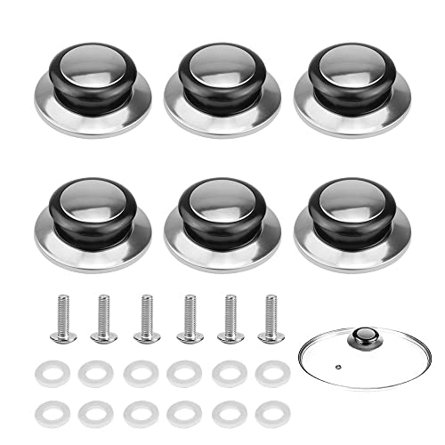 ZJRung 6 Stück Topfdeckelknopf Edelstahl Ersatz Topfdeckel Ersatzgriff Universal Hitzebeständiger Topfdeckelgriffe mit Schrauben für Topfdeckel Ersatzknöpfe Kasserolle von ZJRung