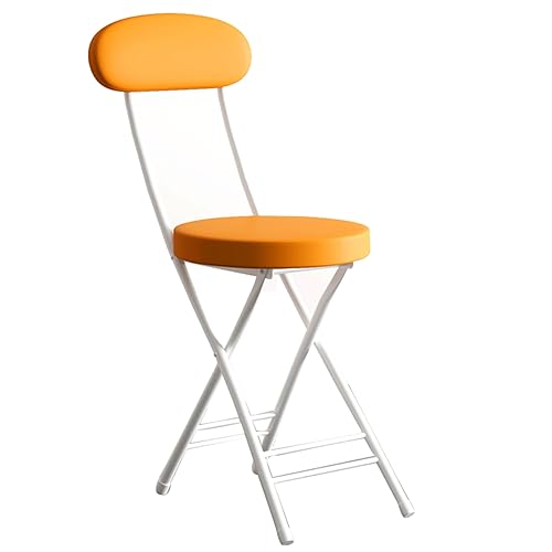 Runder Kompakter Gepolsterter Klapphocker, Frühstücksstuhl, Klappbarer Küchenhocker,Tragbarer Bürohocker, Klappbarer Barhocker, Sitzhöhe: 45cm (Color : Orange) von ZJ HOME