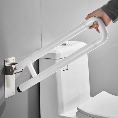 Aufstehhilfe Senioren Toilette Weiß, Klappbar Haltegriff Edelstahl Bettgriff 60cm Aufstehhilfe Sicherheits Bettgriff 150Kg Senioren Bett Alltagshilfe für Behinderte 60cm/23.6in von ZJDCQGS