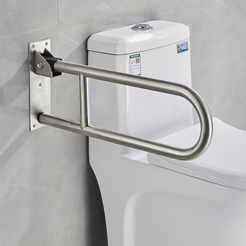 WC Wandstützgriff Weiß, Toilette Haltegriff Edelstahl Wandstützgriff Klappbar Haltegriff Badezimmer Haltegriffe Safe StüTzklappgriff Haltegriffe Aufstehhilfe Senioren Behinderte Schwangere 75cm/29.5in von ZJDCQGS