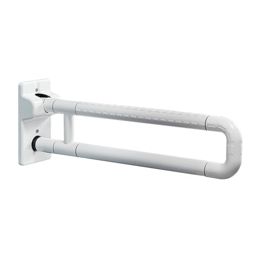 WC Wandstützgriff Weiß, Toilette Haltegriff Edelstahl Wandstützgriff Klappbar Haltegriff Badezimmer Haltegriffe Safe StüTzklappgriff Haltegriffe Aufstehhilfe Senioren Behinderte Schwangere 60cm/23.6in von ZJDCQGS