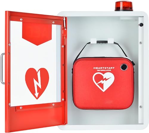 AED-Schrank, wandmontierter Erste-Hilfe-AED-Defibrillator-Aufbewahrungsschrank mit Alarmsystem und magnetischer Zugangskontrolle, 1,2 mm Stahl, für Zuhause, Büro, Krankenhaus, öffentliche Plätze von ZJDYDY