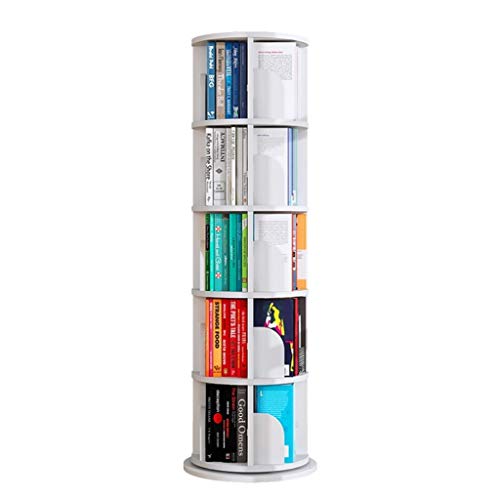 Drehbares Bücherregal, bodenstehendes Bücherregal, 360-Grad-Bücherregal, mehrschichtiges Rack-Bücherregal für Studenten, Mehrfarbig, optional weiße Regale, Bücherregale (Farbe: Weiß, Größe: 159 cm x von ZJDYDY