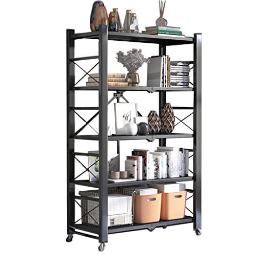 Faltbares Lagerregal mit 2–5 Ebenen auf Rädern, Regal-Organizer aus Stahl, für die Organisation von Werkzeugen in Küche, Garage und Waschküche von ZJDYDY