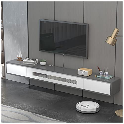 Schwebender TV-Ständer, TV-Wandschrank aus Holz, Aufbewahrungsschrank für Medienkonsolen unter dem Fernseher, mit Kabellöchern, für Zuhause und das Büro (Farbe: Grau-A, Größe: 140 cm) von ZJDYDY