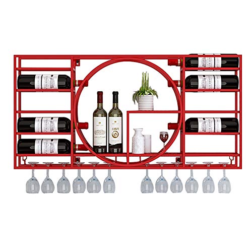 Wandmontiertes Weinregal, industrielles Windregal aus Schmiedeeisen, Dekoration/Ausstellungsregal für Weinschränke im Heimrestaurant (Farbe: F, Größe: 90 x 11 x 42 cm) von ZJDYDY