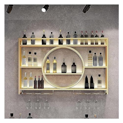 Wandmontiertes Weinregal mit LED-Licht, modernes Weinpräsentationsregal aus Metall, Weinglashalter, Bareinheit, schwebende Regale für die Dekoration zu Hause, in der Küche, in der Bar, im Restaurant von ZJDYDY