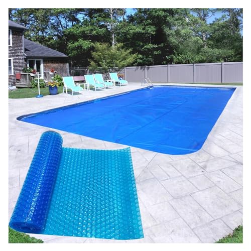 Zuschneidbare Solar-Pool-Abdeckung, rechteckige Schwimmbad-Solar-Deckenabdeckung für eingelassene Pools und oberirdische Pools, Whirlpool-SPA-Thermal-Solar-Deckenheizungen, Halteabdeckung (Farbe: Bl von ZJDYDY