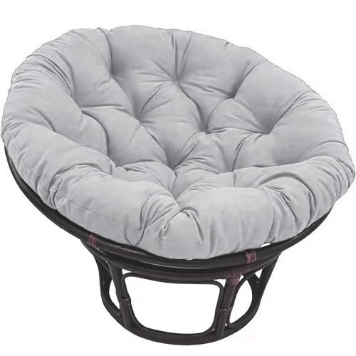 Hängesessel Sitzkissen Rund Weich - Outdoor Rattanmöbel Ersatzkissen für Swing, Boden Lounge & Sonnenliege - Gartenstuhlkissen Indoor/Outdoor(Light gray,80 x 80 cm) von ZJEQZH