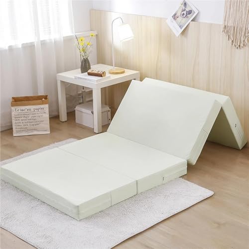 Klappmatratze Kinder 8cm Dicke - Faltbare Bodenmatratze mit Waschbarem Bezug - Reisematratze für Camping, Auto & Outdoor - Gästebett Futon mit Reißverschluss(White,200 x 80 x 8 cm) von ZJEQZH