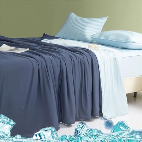 ZJEQZH Kühldecke Sommerdecke，chill Decke, Cooling Blanket für Summer, Doppelseitig Selbstkühlende Decke Eisseide, Atmungsaktiv(Dark Blue,200 x 230 cm) von ZJEQZH
