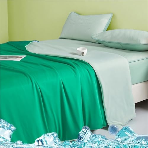 ZJEQZH Kühldecke Sommerdecke，chill Decke, Cooling Blanket für Summer, Doppelseitig Selbstkühlende Decke Eisseide, Atmungsaktiv(Green,105 x 150 cm) von ZJEQZH