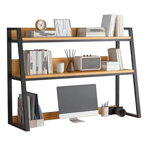ZJFJMBD Holz-Desktop-Bücherregal für Computertisch – 2-stufiger Hutch-Bücherregal-Organizer, Mehrzweck-Aufbewahrungsregal für Heimbüro-Wohnheimmöbel von ZJFJMBD