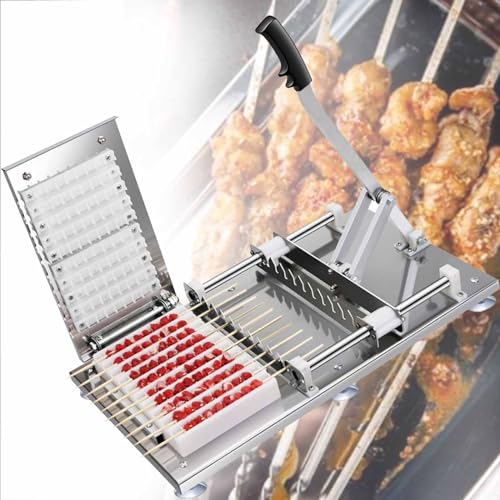ZJFJMBD Manuelle Hammel Kebab Maschine aus Edelstahl, Multifunktions Spieß Fleisch Maschine, Bambus Fleischspieß Maschine, manuelle Spieß Maschine von ZJFJMBD