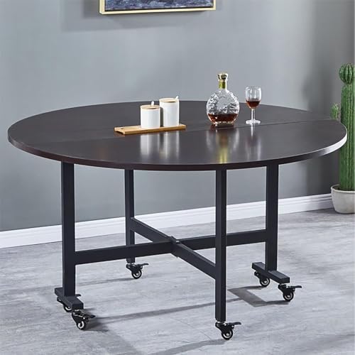 Ausziehbarer klappbarer Esstisch, Klapptisch mit runden Kanten, zusammenklappbarer Esstisch mit 6 Rollen, vielseitige zusammenklappbare Verlängerung, für Abendessen, Küche, Büro, Schreibtisch (Größe von ZJGFCB