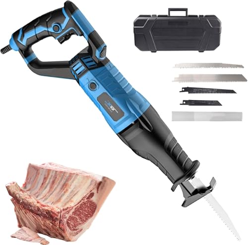 Knochensäge, Elektrische Metzgersäge 1050 W, Kommerzielle Heim-knochenfleischsäge Metzger Zum Schneiden Von Gefrorenem Fleisch, Knochen, Maschinenkörper Kann Um 180° Gedreht Werden, 6 Gesc(Color:blau) von ZJGFCB