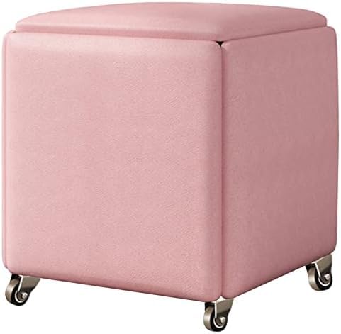 ZJGFCB 5-in-1 Aufbewahrungshocker, magischer Würfelstuhl mit Rollen, multifunktionaler Küchensofa, stapelbarer Hocker, gepolsterter Sitz und Metallrahmen (Größe: 45 x 45 x 45 cm, Farbe: E) von ZJGFCB