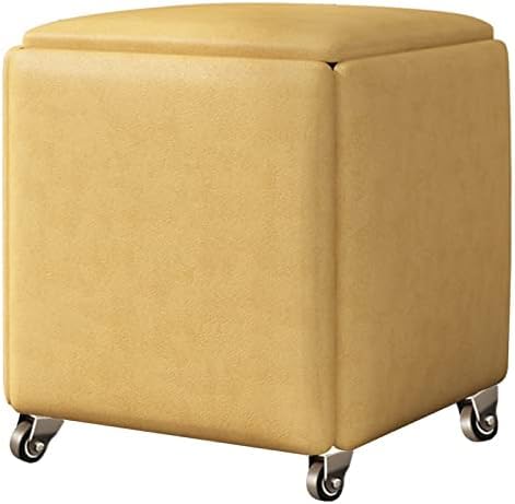 ZJGFCB 5-in-1 Aufbewahrungshocker, magischer Würfelstuhl mit Rollen, multifunktionaler Küchensofa, stapelbarer Hocker, gepolsterter Sitz und Metallrahmen (Größe: 45 x 45 x 45 cm, Farbe: G) von ZJGFCB