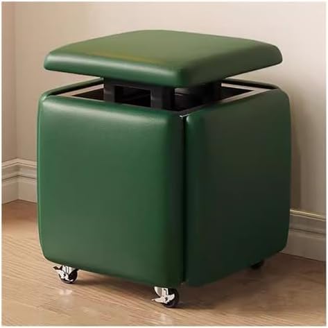 ZJGFCB 5-in-1 stapelbarer Ottomanen-Würfelstuhl, stapelbare Hocker, künstliches PU, kleine quadratische Fußstütze, Fußhocker mit Rollen für Wohnzimmer, Esszimmer (Farbe: C) von ZJGFCB