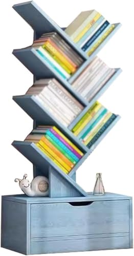 ZJGFCB Bücherregal in Baumform, bodenstehendes Bücherregal, hohes schmales Bücherregal mit Aufbewahrungsschrank, für Schlafzimmer, Wohnzimmer, Heimbüro (Größe: 100 cm, Farbe: A) von ZJGFCB
