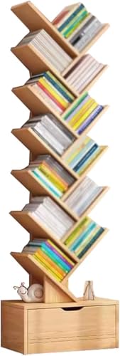 ZJGFCB Bücherregal in Baumform, bodenstehendes Bücherregal, hohes schmales Bücherregal mit Aufbewahrungsschrank, für Schlafzimmer, Wohnzimmer, Heimbüro (Größe: 158 cm, Farbe: B) von ZJGFCB