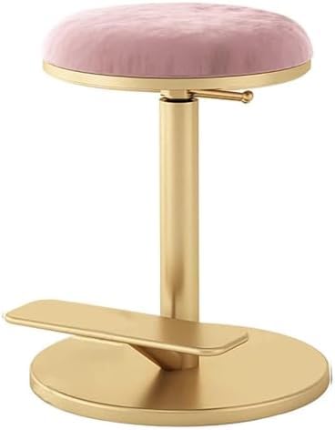 ZJGFCB Höhenverstellbarer runder Samt-Schminktisch-Drehhocker – Komfortkissen-Design, hoher Fuß, runder Schminkstuhl, rosa Schminkhocker (Farbe: B) von ZJGFCB