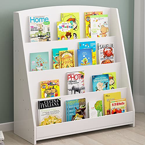 ZJGFCB Kinder Bücherregal Holz Kleinkind Bücherregal Display Ständer 4 Schichten Holz Open Bookshelves Multifunktion Aufbewahrung Kinder Schlingenbuch für Kinderzimmer Spielzimmer von ZJGFCB