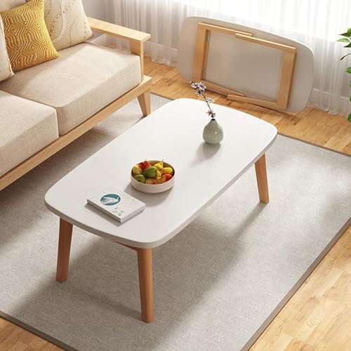 ZJGFCB Mid Century Ovaler Couchtisch aus Holz, Wohnzimmertische, Klapptisch, Massivholz, Legssmall, Sofa, Beistelltisch, multifunktionaler Schlafzimmer-Freizeittisch, keine Montage (Größe: 100 cm von ZJGFCB
