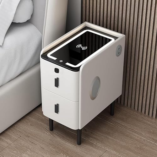 ZJGFCB Moderne Nachttisch Led -nachttisch Mit Drahtloser Ladefingerabdruck Schloss Smart Nachttisch USB -Ladung Moderner Nachttisch Möbel Nachttisch Mit Schublade(Size:45 * 40 * 50cm,Color:a) von ZJGFCB