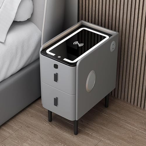 ZJGFCB Moderne Nachttisch Led -nachttisch Mit Drahtloser Ladefingerabdruck Schloss Smart Nachttisch USB -Ladung Moderner Nachttisch Möbel Nachttisch Mit Schublade(Size:45 * 40 * 50cm,Color:c) von ZJGFCB