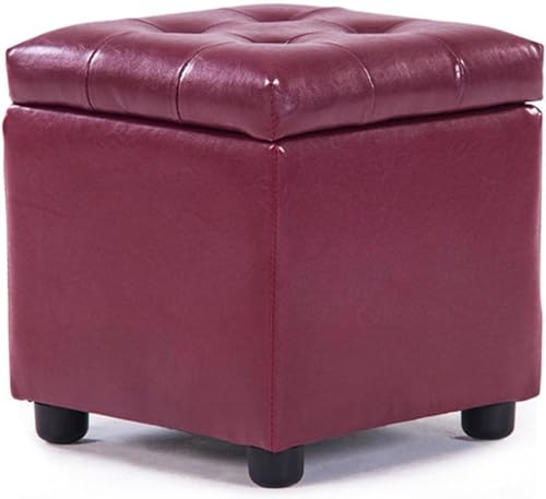 ZJGFCB Ottomane, Leder-Fußhocker, wasserabweisend, verdeckte Aufbewahrungsbox, quadratisch, rechteckig, Fußhocker (Größe: 42 x 42 x 40 cm, Farbe: D) von ZJGFCB