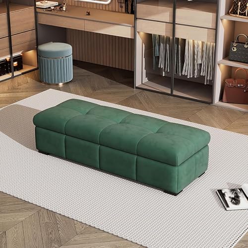 ZJGFCB Polsterhocker mit Stauraum, Samt, Eingangsbank, Fußhocker mit Sitz- und Sicherheitsscharnier, getuftete Bettbank für Wohnzimmer, Schlafzimmer, Flur (Größe: 60 x 45 x 40 cm, Farbe: B) von ZJGFCB