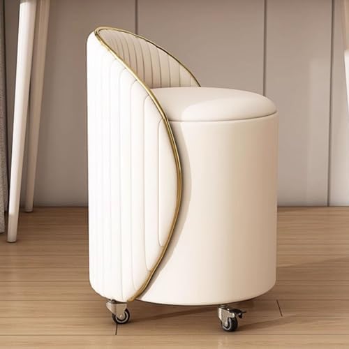 ZJGFCB Runder Schminkstuhl mit Stauraum, moderner Drehstuhl, gepolsterter Schminkhocker mit Rückenlehne, für Wohnzimmer, Schlafzimmer, Büro, Lounge (Farbe: B) von ZJGFCB