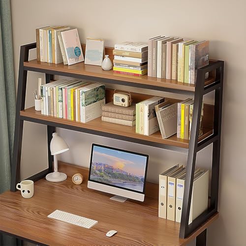 ZJGFCB Schreibtisch-Bücherregal mit 2 Ebenen, Computer-Bücherregal mit Ablageflächen und Stecktafel über dem Schreibtischregal für Zuhause, Büro, stilvolle Tischaufbewahrungslösung (Größe: 115 x 32 x von ZJGFCB