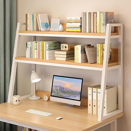 ZJGFCB Schreibtischregal mit 2 Ebenen, Eichenholz, nur für den Schreibtisch, Studentenwohnheim, Büro, Schlafzimmer (Größe: 95 x 32 x 90 cm, Farbe: A) von ZJGFCB