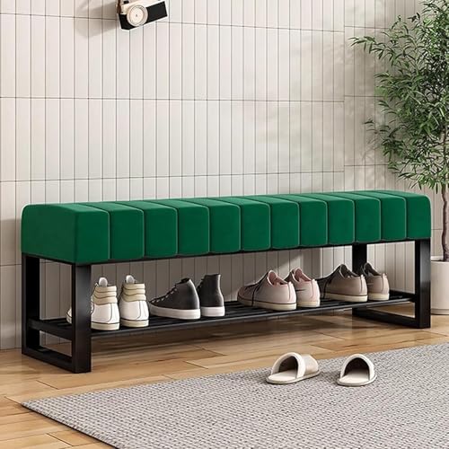 ZJGFCB Schuhregal aus Samt mit gepolstertem Sitz, 2-stöckiger Stauraum für Eingangsbereich und Schlafzimmer, platzsparende Ottomane (Größe: 100 x 32 x 45 cm, Farbe: B) von ZJGFCB